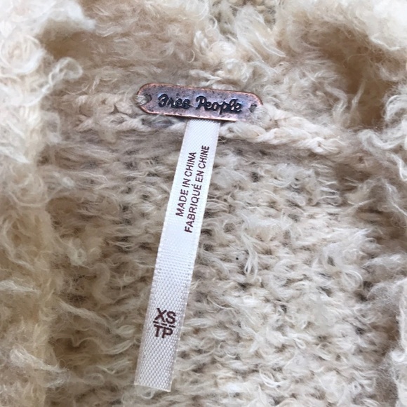 NWT! Free People XS cream long wool blend Cardigan - Picture 5 of 8
